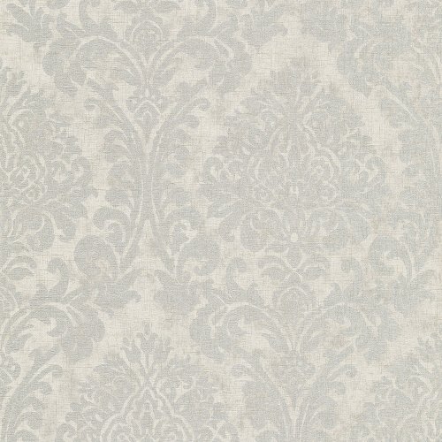 Grandeco Chenille Damask Silver Wallpaper A501025