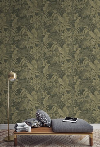 Grandeco Nambak Green Wallpaper A51102