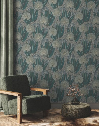 Grandeco Asperia Teal Wallpaper A54701