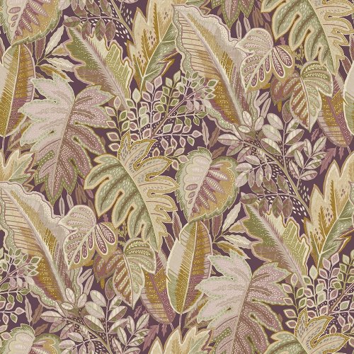 Grandeco Tribal Leaf Parme Wallpaper A58401