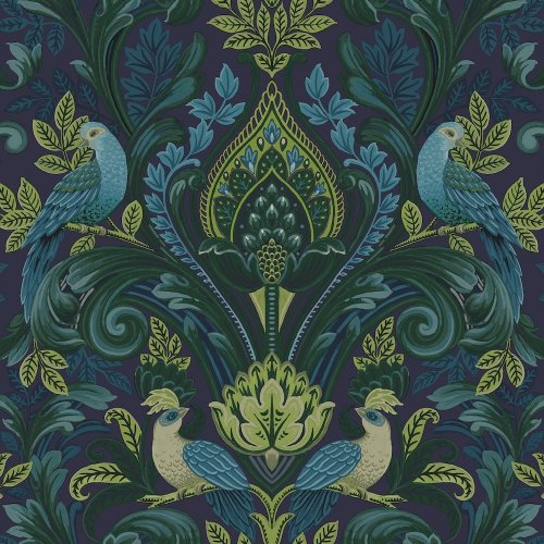 Grandeco Arcadia Opulent Damask Blue & Green Wallpaper