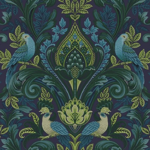 Grandeco Arcadia Opulent Damask Blue & Green Wallpaper