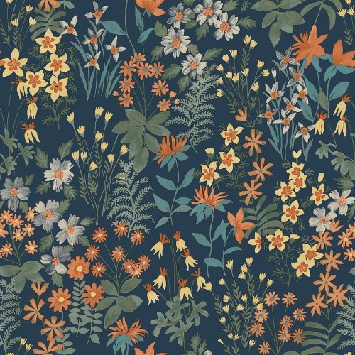 Grandeco Arcadia Agnala Navy Wallpaper