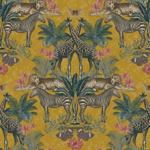 Grandeco Animal Kingdom Deep Ochre Wallpaper A49301