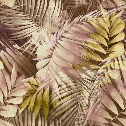 Grandeco Antigua Palm Pink and Ochre Wallpaper 170703