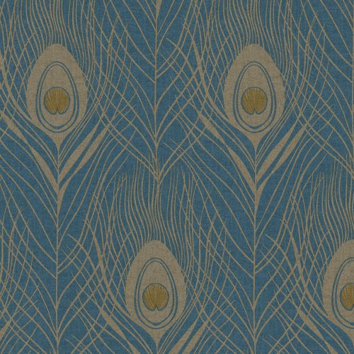 AS Creation Peacock Feather Blue & Gold Wallpaper