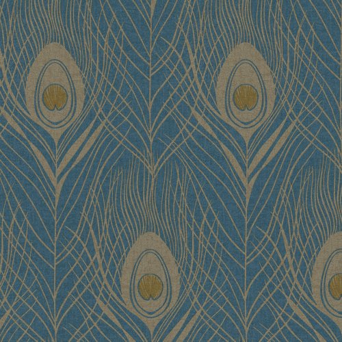 AS Creation Peacock Feather Blue & Gold Wallpaper