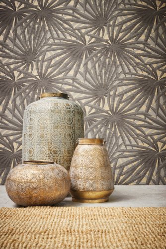 Living Walls Marrakech Palm Grey & Gold Wallpaper