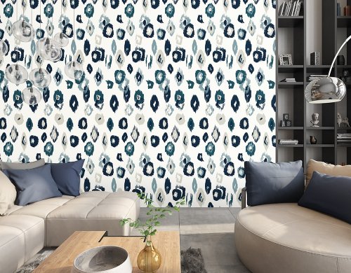 ohpopsie Animal Ikat Wilderness White/Serpemtine Wallpaper WLD53118W