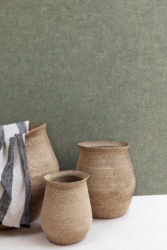 Grandeco Boutique Belize Plain Texture Green Wallpaper