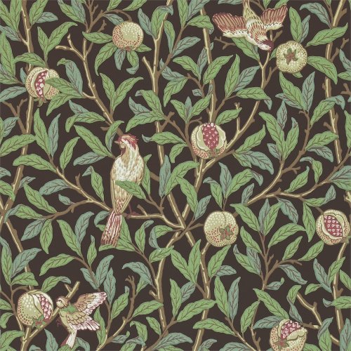 Morris & Co Bird and Pomegranate Charcoal & Sage Wallpaper