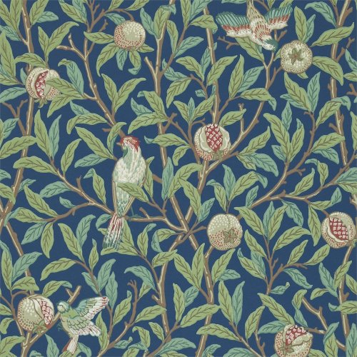 Morris & Co Bird and Pomegranate Blue & Sage Wallpaper