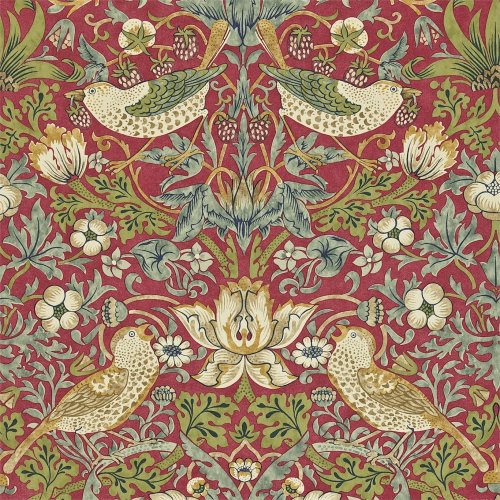 Morris & Co Strawberry Thief Crimson & Slate Wallpaper