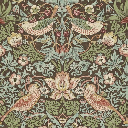 Morris & Co Strawberry Thief Chocolate & Mineral Wallpaper