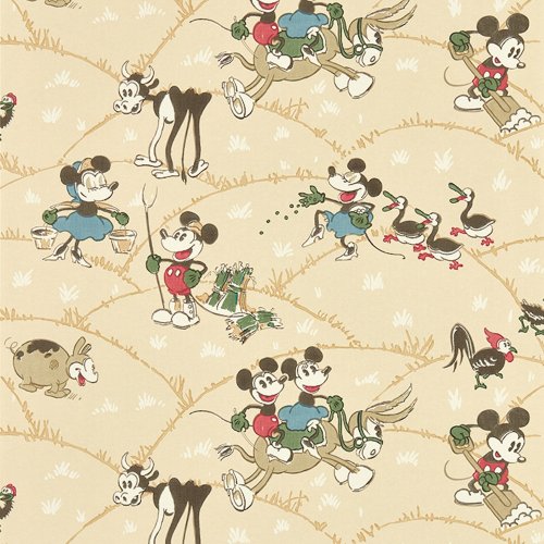 Sanderson Mickey At The Farm Butterscotch Wallpaper