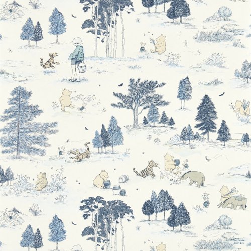 Sanderson Whinnie the Pooh BonBon Blue Wallpaper