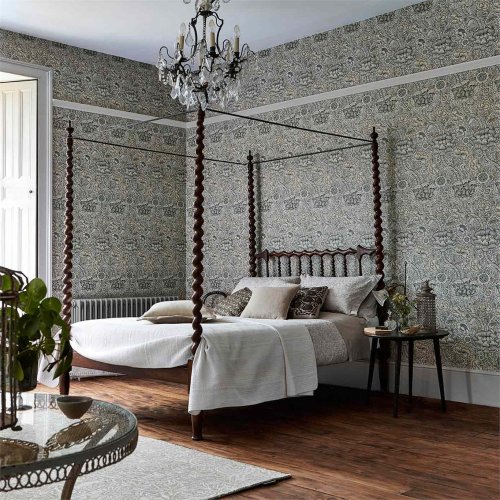 Morris & Co Wandle & Co Grey & Stone Wallpaper Room