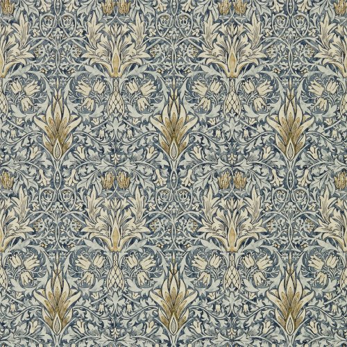 Morris & Co Snakeshead Indigo & Cumin Wallpaper