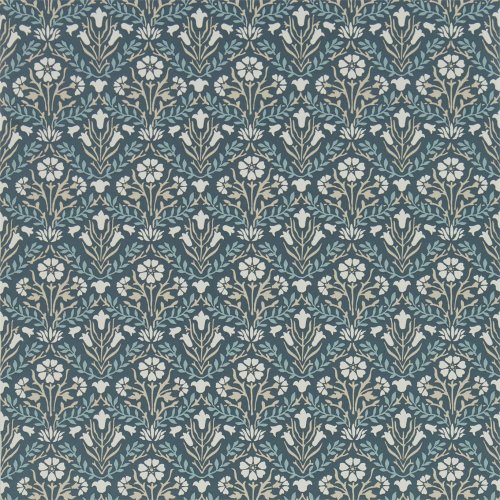 Morris & Co Bellflowers Indigo & Linen Wallpaper