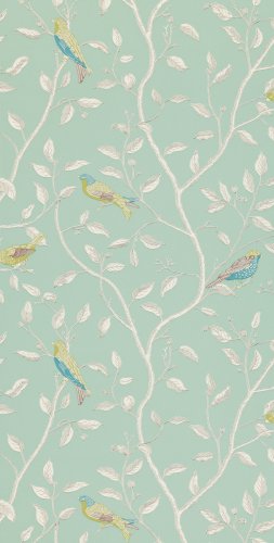 Sanderson Finches Duck Egg Wallpaper DOPWFI103