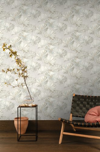 Grandeco Water Lily White Wallpaper EE2001