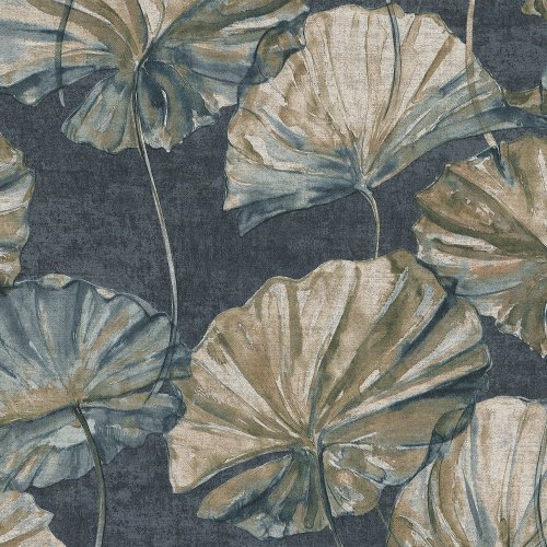 Grandeco Water Lily Blue Wallpaper EE2002