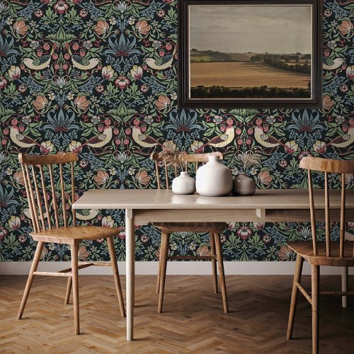 Galerie Fragaria Garden Black/Green/Red/Blue Wallpaper Room