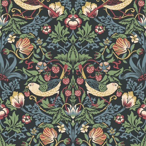 Galerie Fragaria Garden Black/Green/Red/Blue Wallpaper