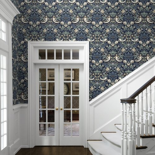 Galerie Fragaria Garden Blue/Tan/White Wallpaper Room 2