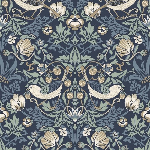Galerie Fragaria Garden Blue/Tan/White Wallpaper