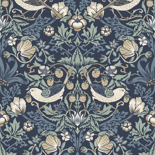 Galerie Fragaria Garden Blue/Tan/White Wallpaper