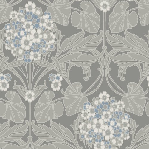 Galerie Floral Hydrangea Grey/Taupe/Blue/White Wallpaper