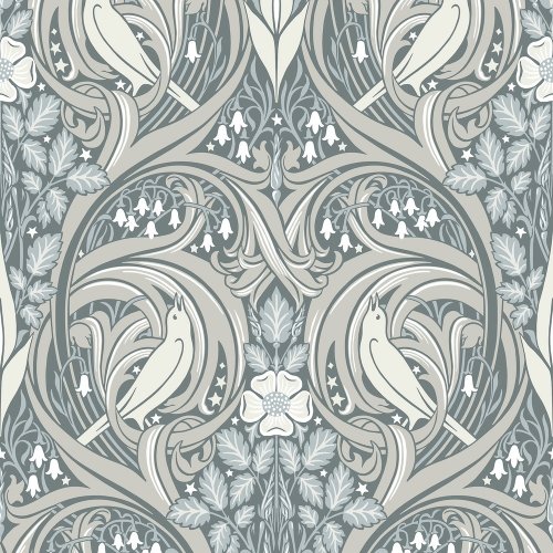 Galerie Bird Scroll Grey/Mauve/Cream Wallpaper