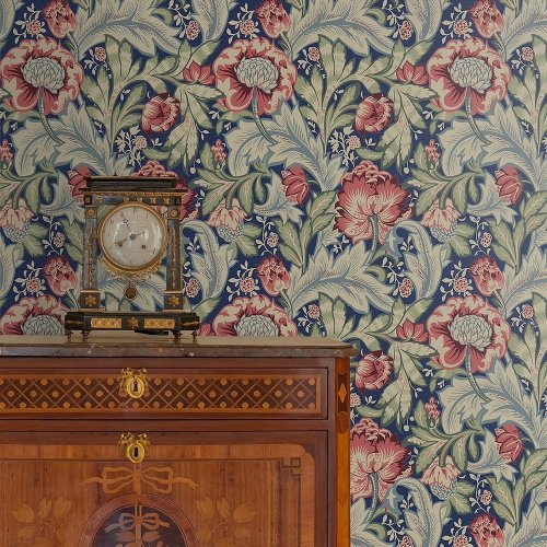 Galerie Acanthus Garden Deep Blue/Red/Green Wallpaper Room 2