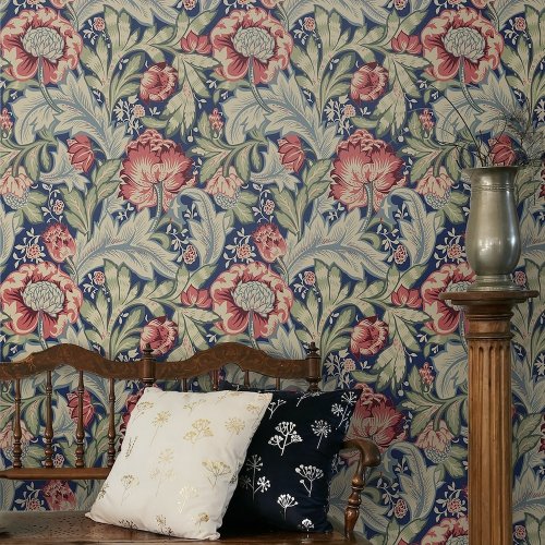 Galerie Acanthus Garden Deep Blue/Red/Green Wallpaper Room