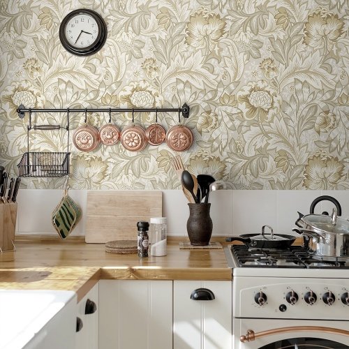 Galerie Acanthus Garden Beige/Tan/Cream Wallpaper Room 2