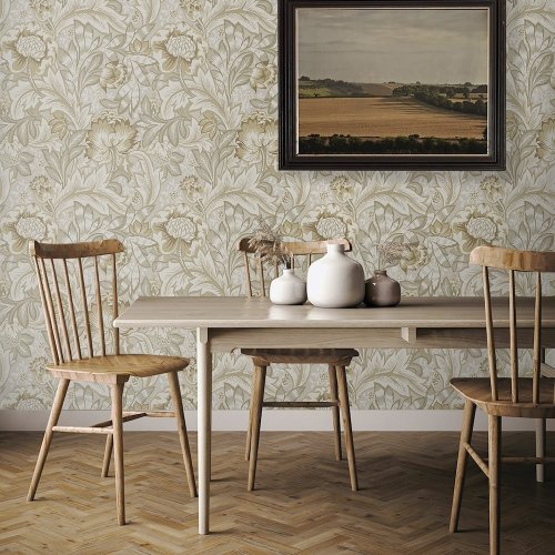 Galerie Acanthus Garden Beige/Tan/Cream Wallpaper Room