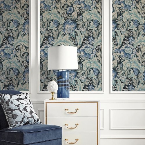 Galerie Acanthus Garden Darkest Blue/Beige/Green Wallpaper Room 2