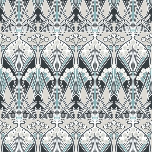 Galerie Dragonfly Damask Black/Blue/Grey Wallpaper