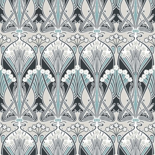 Galerie Dragonfly Damask Black/Blue/Grey Wallpaper