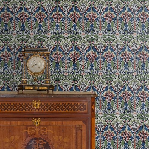 Galerie Dragonfly Damask Green/Blue/Red Wallpaper Room 2