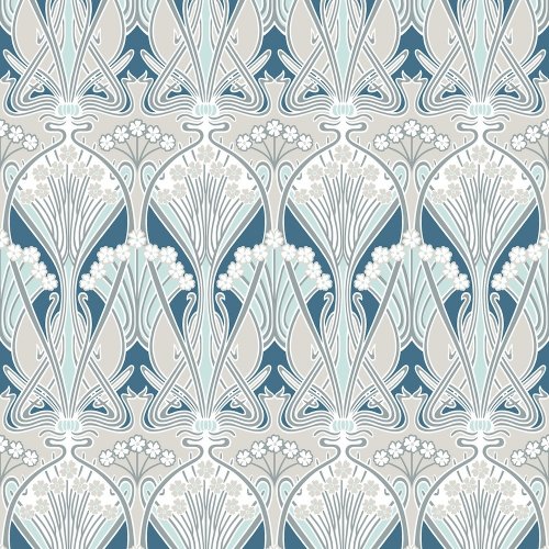 Galerie Dragonfly Damask Aegean Blue & Dewdrop Wallpaper