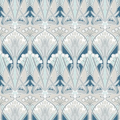 Galerie Dragonfly Damask Aegean Blue & Dewdrop Wallpaper