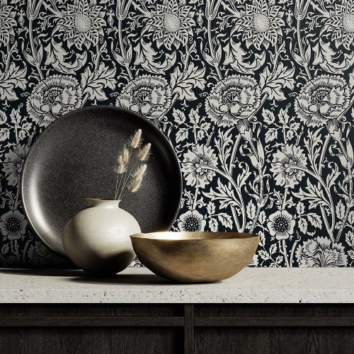 Galerie Tonal Floral Trail Black/White Wallpaper Room 2