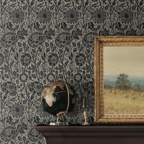 Galerie Tonal Floral Trail Black/Beige Wallpaper Room 2