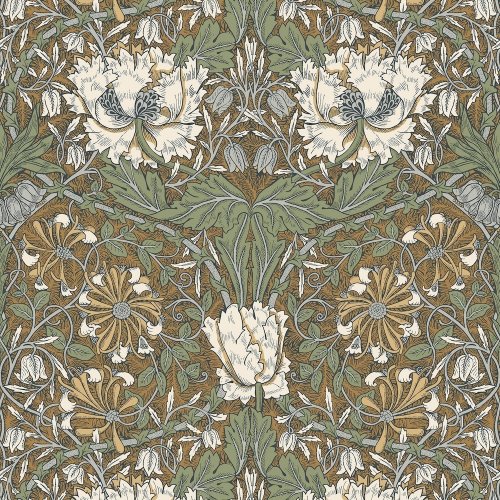 Galerie Ogee Flora Orange/Green/Cream Wallpaper