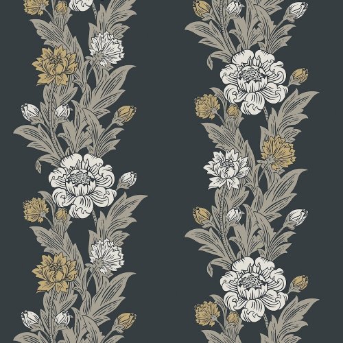 Galerie Blooming Stripe White/Beige/Black Wallpaper