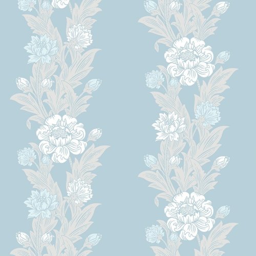 Galerie Blooming Stripe White/Blue/Beige Wallpaper