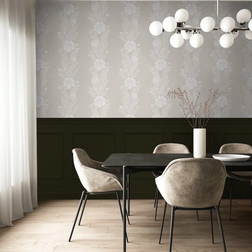 Galerie Blooming Stripe White/Beige Wallpaper Room 2