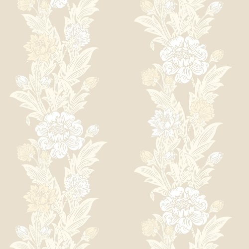 Galerie Blooming Stripe White/Beige Wallpaper